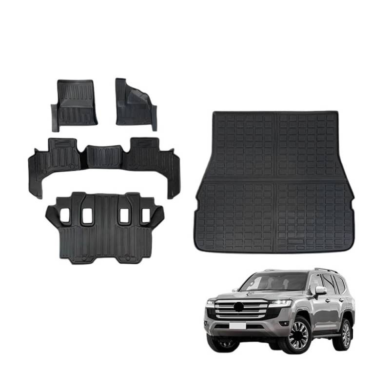Volle Umgeben Kofferraummatte Für Land Für Cruiser Für LC300 7seat Auto Fußmatten Cargo-Liner Stamm Pad Teppich Schützen von BGDCVS