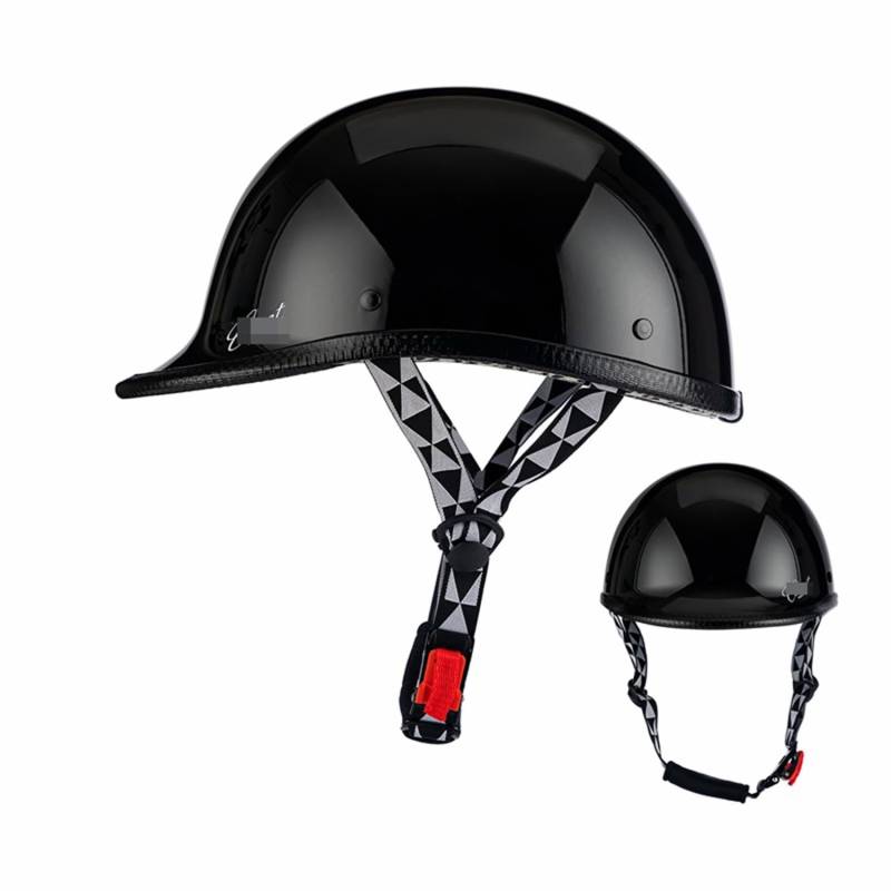 Motorrad-Halbhelm Retro Fashion Jethelm Brain-Cap ECE-zertifizierter anwendbarer Rollerhelm Leichter Motorradhelm Halbhelm, Unisex C,M=53-56CM von BGGNG