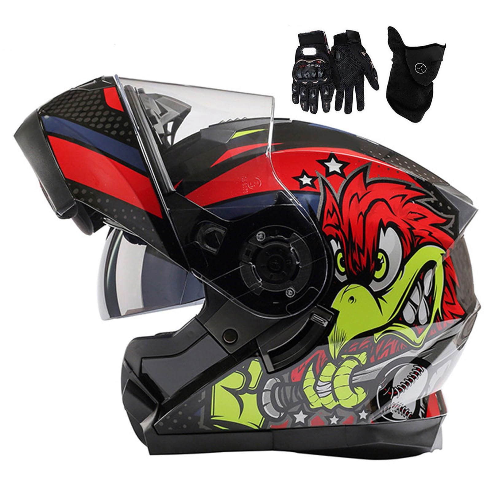 Motorrad-Klapphelm,Modularer Motorradhelm Mit HD-Doppelvisier,DOT/ECE-Zugelassener Motorrad-Integralhelm Roller Moped Helm Für Männer Und Frauen M,L=59-60cm Motorrad-Klapphelm,Modularer Motorradhelm Mit HD-Doppelvisier,DOT/ECE-Zugelassener Motorrad-Integralhelm Roller Moped Helm Für Männer Und Frauen M,L=59-60cm von BGGNG