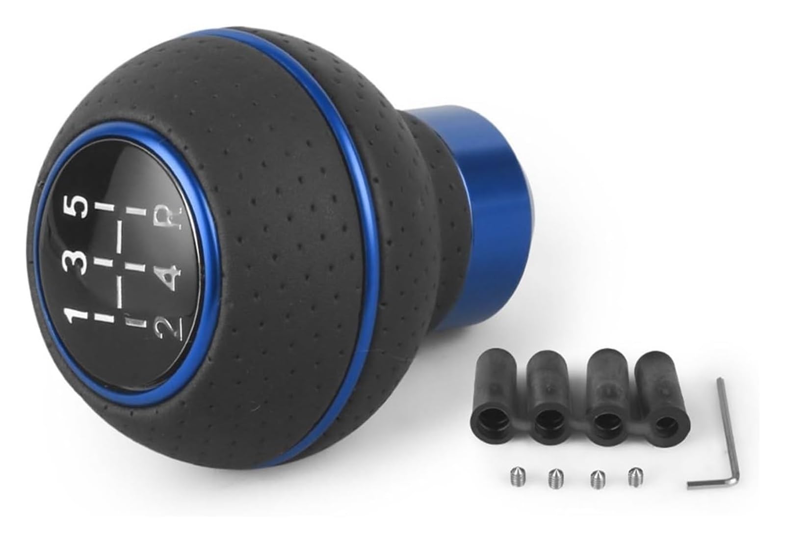 5-Gang-Universal-Leder- Und Aluminium-Auto-Schaltknauf Für M8 M10 M11 M12 Schalthebel Schalthebelknopf Schaltkopf Schaltknauf Kopf(Blau) von BGHGCVAOK