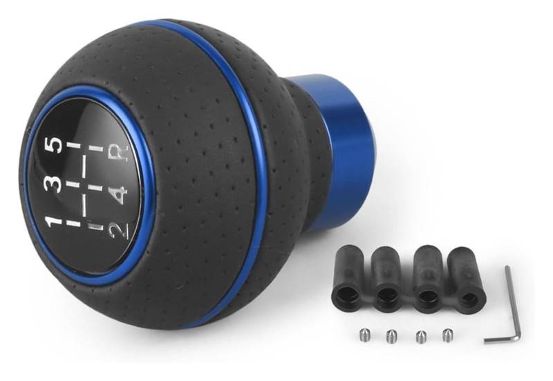 5-Gang-Universal-Leder- Und Aluminium-Auto-Schaltknauf Für M8 M10 M11 M12 Schalthebel Schalthebelknopf Schaltkopf Schaltknauf Kopf(Blau) von BGHGCVAOK