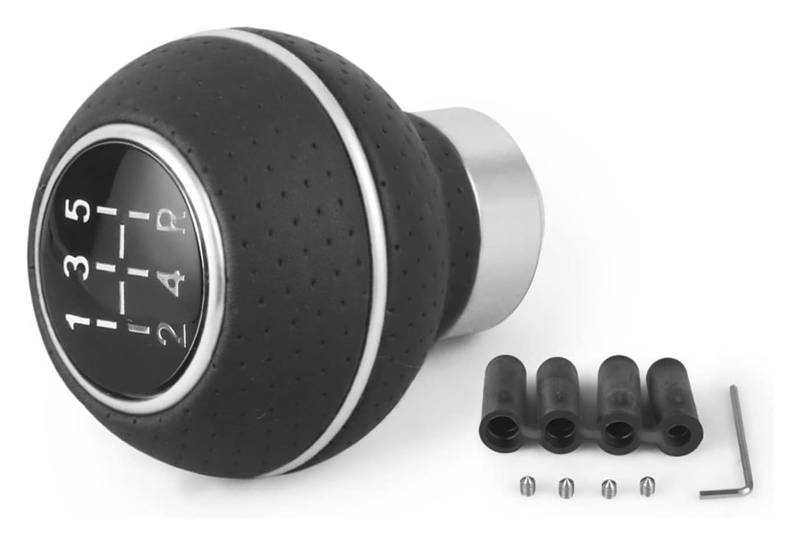 5-Gang-Universal-Leder- Und Aluminium-Auto-Schaltknauf Für M8 M10 M11 M12 Schalthebel Schalthebelknopf Schaltkopf Schaltknauf Kopf(Silber) von BGHGCVAOK