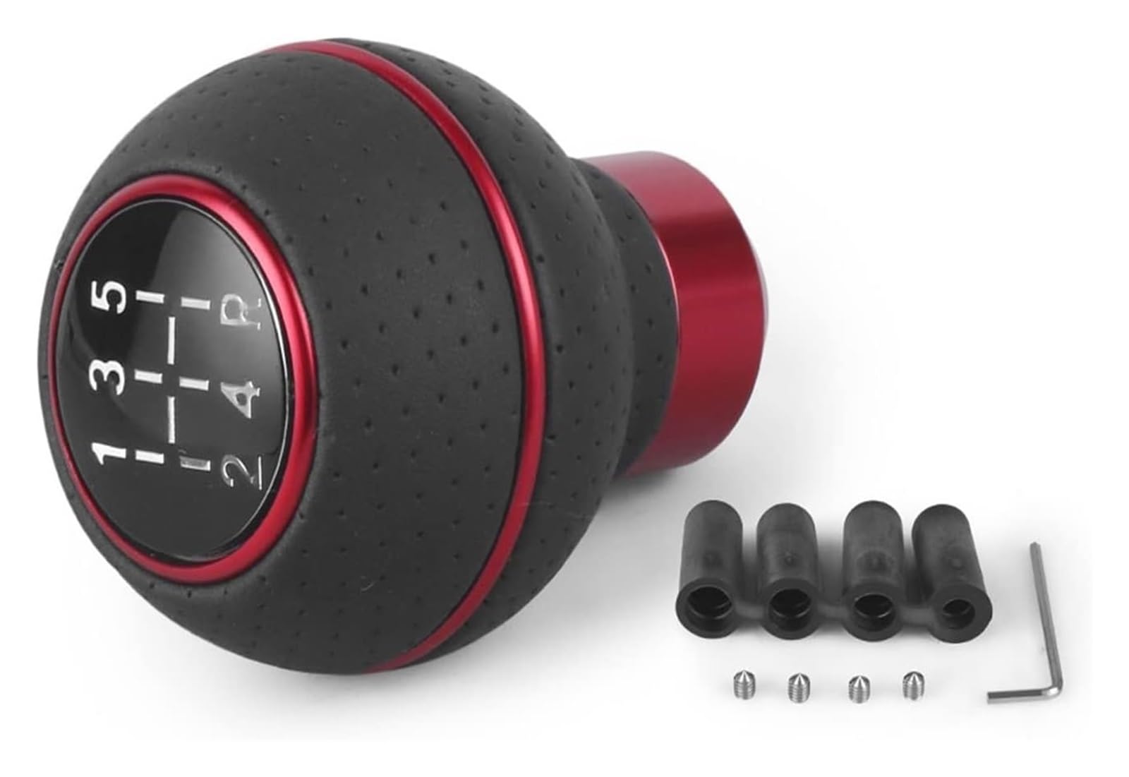 5-Gang-Universal-Leder- Und Aluminium-Auto-Schaltknauf Für M8 M10 M11 M12 Schalthebel Schalthebelknopf Schaltkopf Schaltknauf Kopf(rot) von BGHGCVAOK