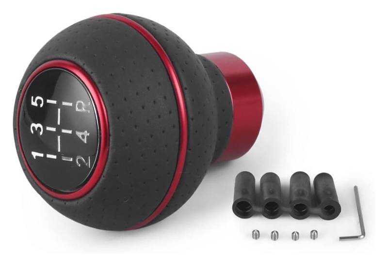 5-Gang-Universal-Leder- Und Aluminium-Auto-Schaltknauf Für M8 M10 M11 M12 Schalthebel Schalthebelknopf Schaltkopf Schaltknauf Kopf(rot) von BGHGCVAOK