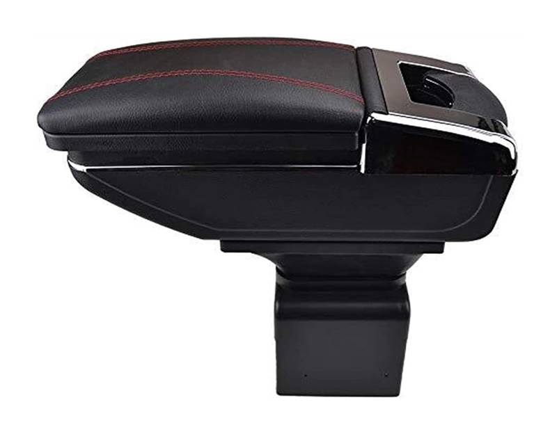 Auto Armlehnenbox Für P&eugeot 307 Autoarmlehnenbox Drehbare Konsolenmittelaufbewahrungsbox Mit Basisbecherhalter Aschenbecher(Black with Red thread) von BGHGCVAOK