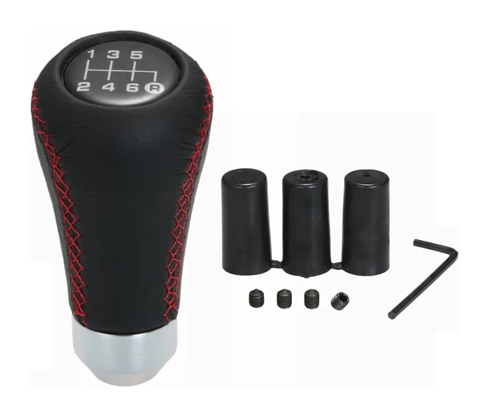 Auto-Schaltknauf Universal-6-Gang-Schaltknauf Für Manuelle Auto-Schaltung Schwarzes Leder Schwarze Nähte Schaltknauf Schaltknauf Kopf Auto-Schaltknauf Universal-6-Gang-Schaltknauf Für Manuelle Auto-Schaltung Schwarzes Leder Schwarze Nähte Schaltknauf Schaltknauf Kopf von BGHGCVAOK