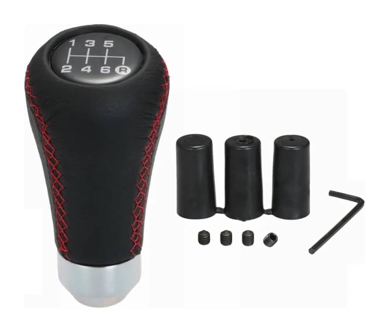 Auto-Schaltknauf Universal-6-Gang-Schaltknauf Für Manuelle Auto-Schaltung Schwarzes Leder Schwarze Nähte Schaltknauf Schaltknauf Kopf von BGHGCVAOK