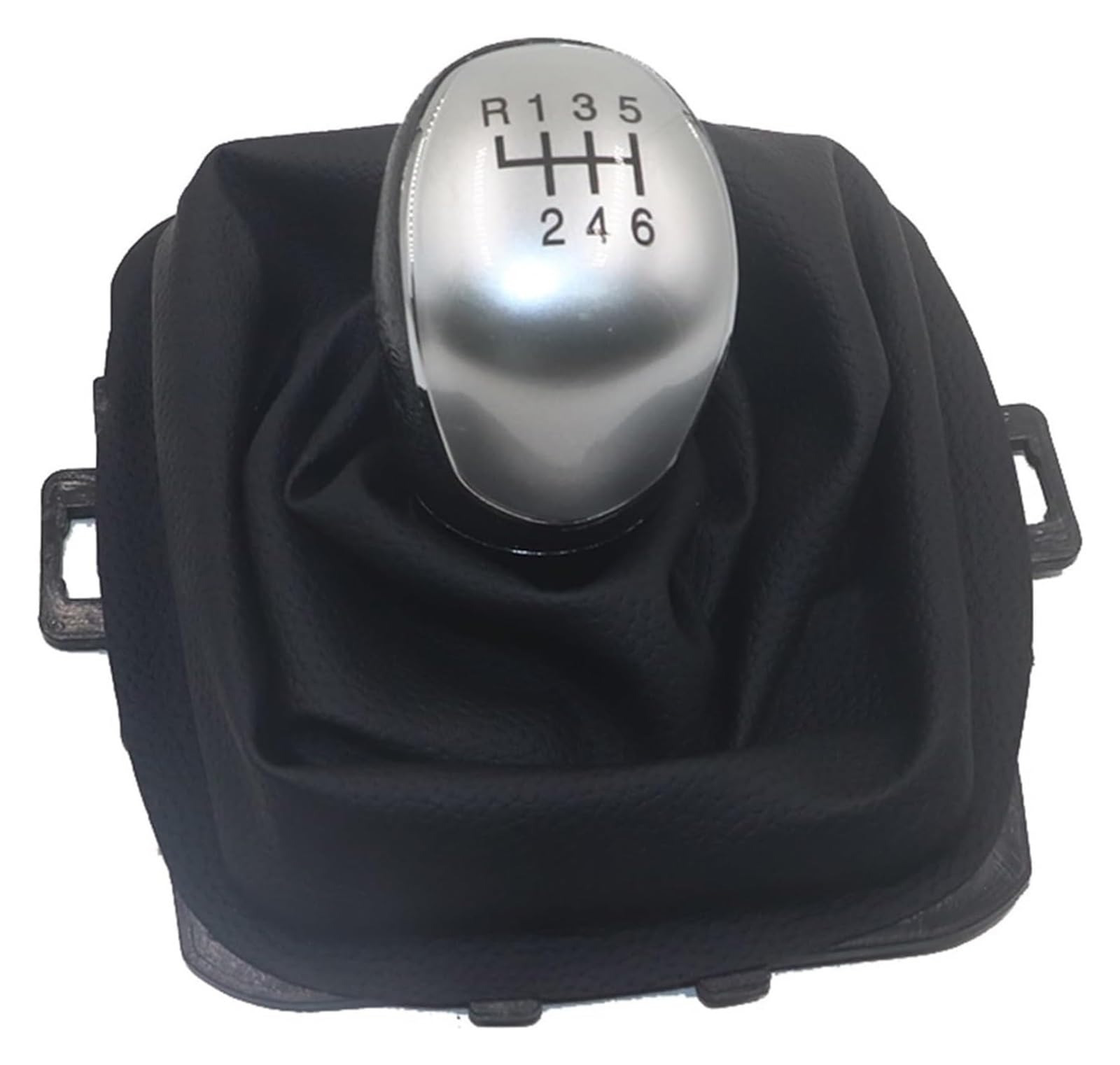 Für Fiesta 2008-2014 Manuelle Schaltknauf Leder Gamasche Boot Abdeckung Hebel Shifter Griff Schaltknauf Kopf(6 Speed Set Silver) von BGHGCVAOK