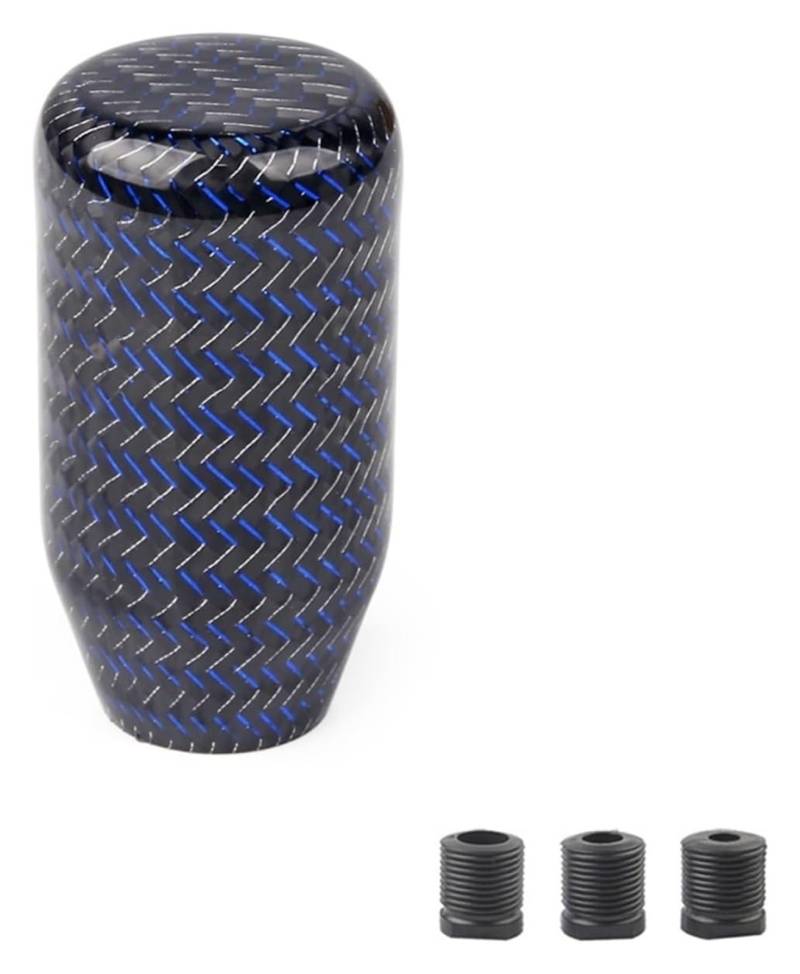Für JDM Style Universal Oval/Sphere Carbon Fiber Manual Gear Shift Knob Mit 3 Adaptern Für Die Meisten Autodekorationen Schaltknauf Kopf(Blue-70mm) von BGHGCVAOK