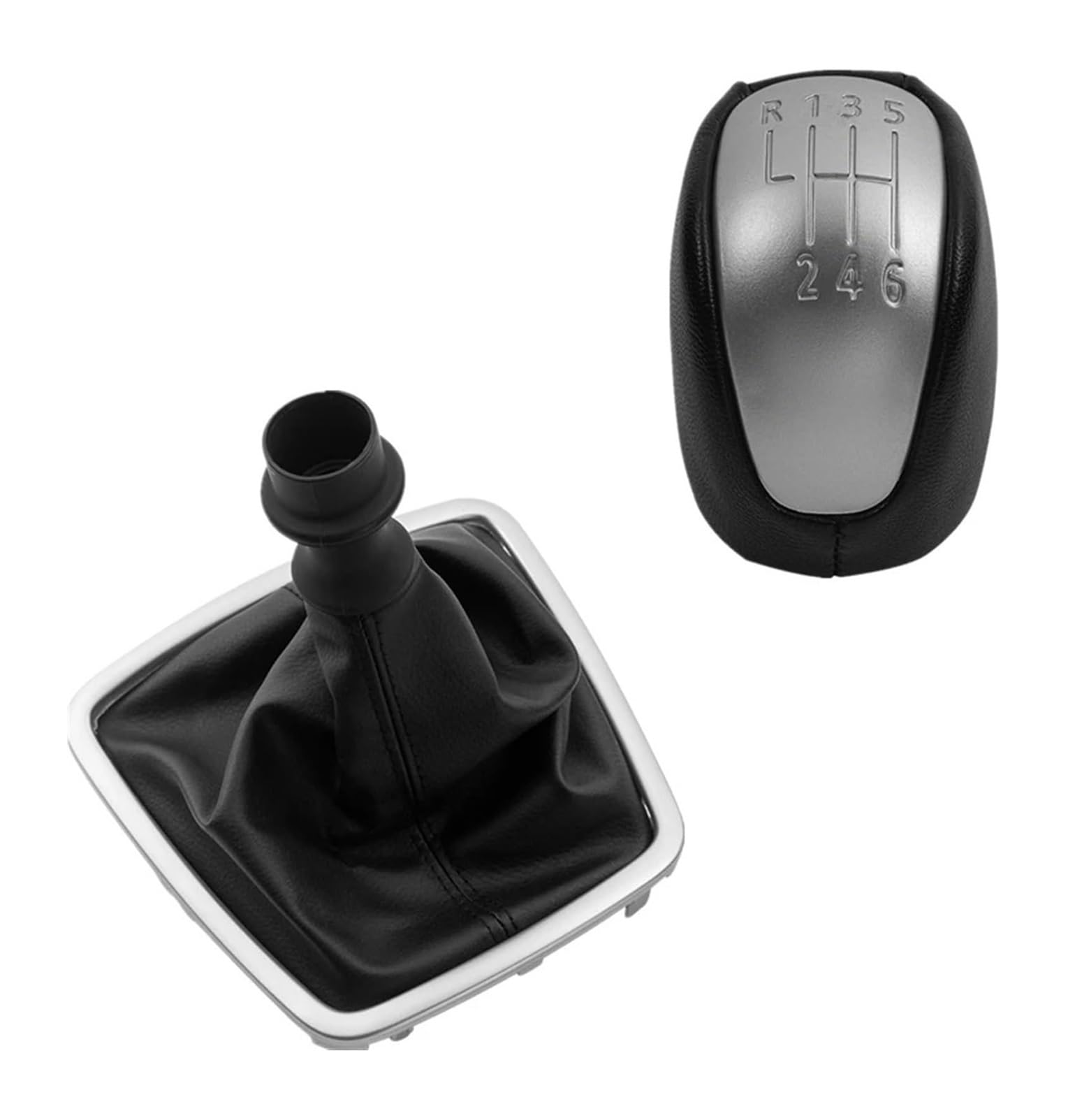 Für Laguna III MK3 2008-2015 Leder-Schaltknauf, Schalthebelmanschette, Kofferraumdeckel, Schalthebelknauf Schaltknauf Kopf(Gear Knob and Case) von BGHGCVAOK