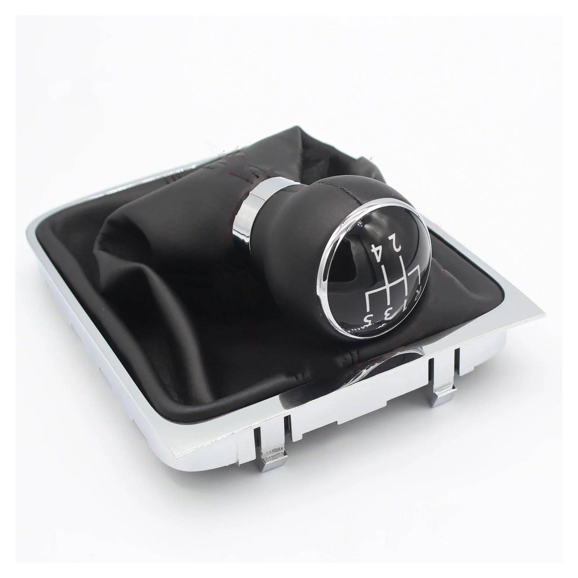 Für VW Für p&assat B6 2005-2012 Manuelle Chome Schaltknauf Hebel Stick Shifter Stick Shifter Handball Schaltknauf Kopf(Leather 5 Speed) von BGHGCVAOK