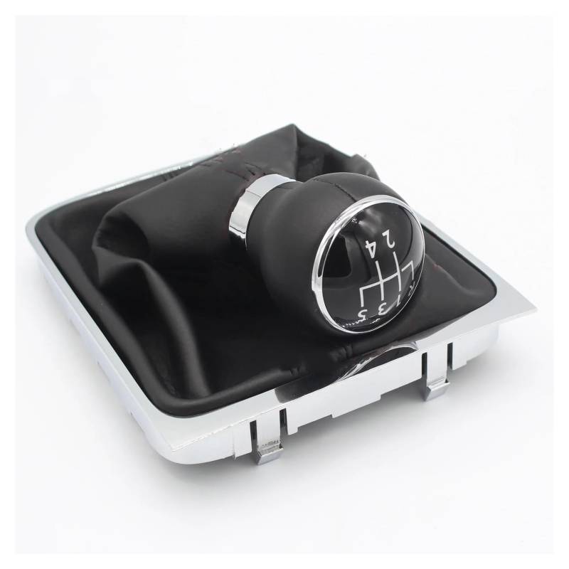 Für VW Für p&assat B6 2005-2012 Manuelle Chome Schaltknauf Hebel Stick Shifter Stick Shifter Handball Schaltknauf Kopf(Leather 5 Speed) von BGHGCVAOK