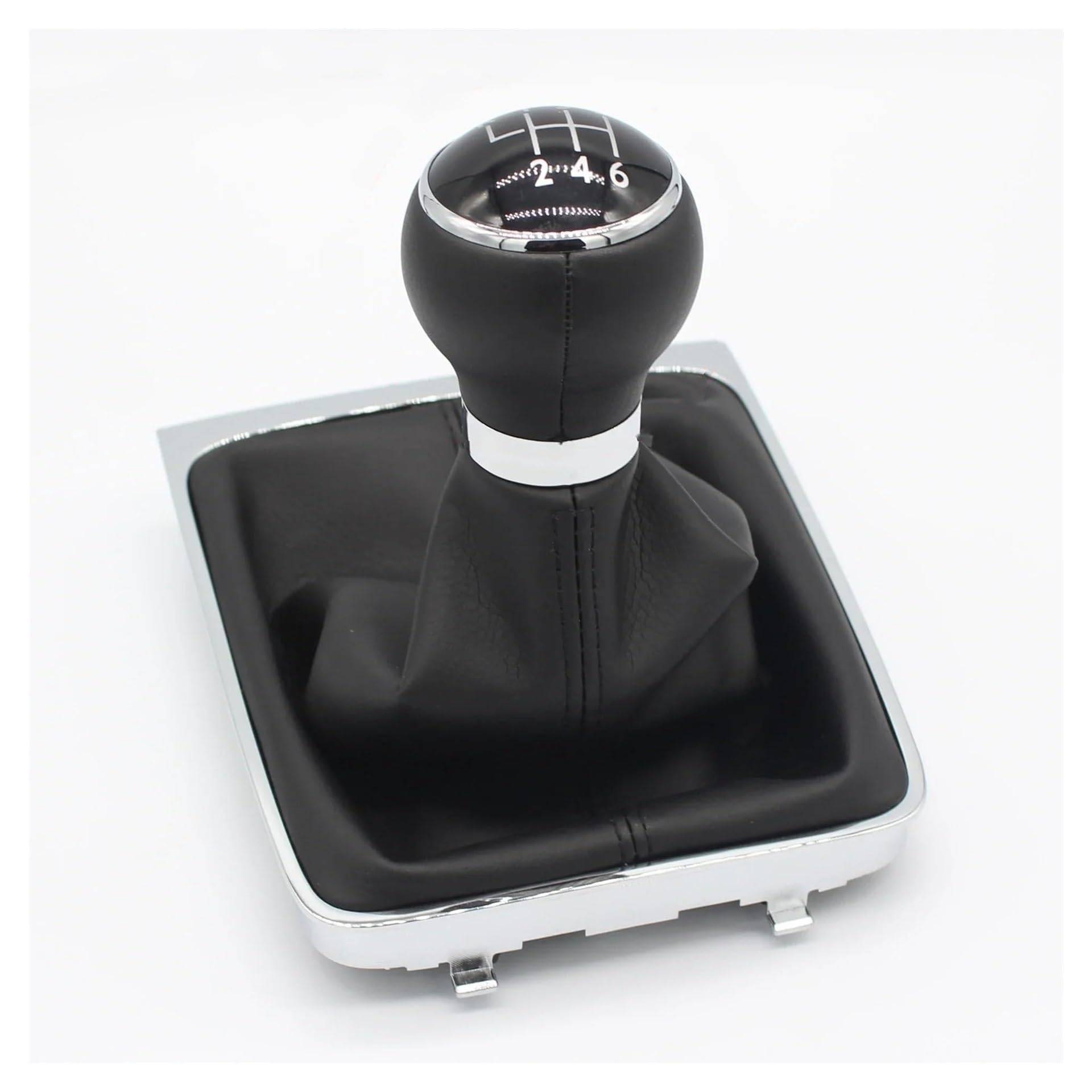 Für VW Für p&assat B6 2005-2012 Manuelle Chome Schaltknauf Hebel Stick Shifter Stick Shifter Handball Schaltknauf Kopf(Leather 6 Speed) von BGHGCVAOK