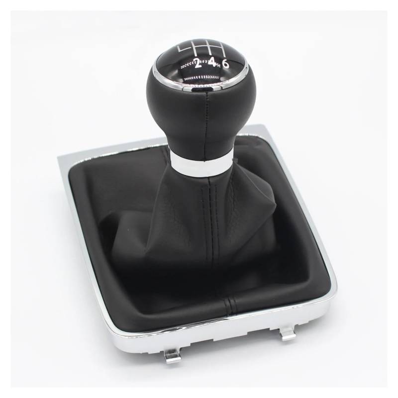 Für VW Für p&assat B6 2005-2012 Manuelle Chome Schaltknauf Hebel Stick Shifter Stick Shifter Handball Schaltknauf Kopf(Leather 6 Speed) von BGHGCVAOK