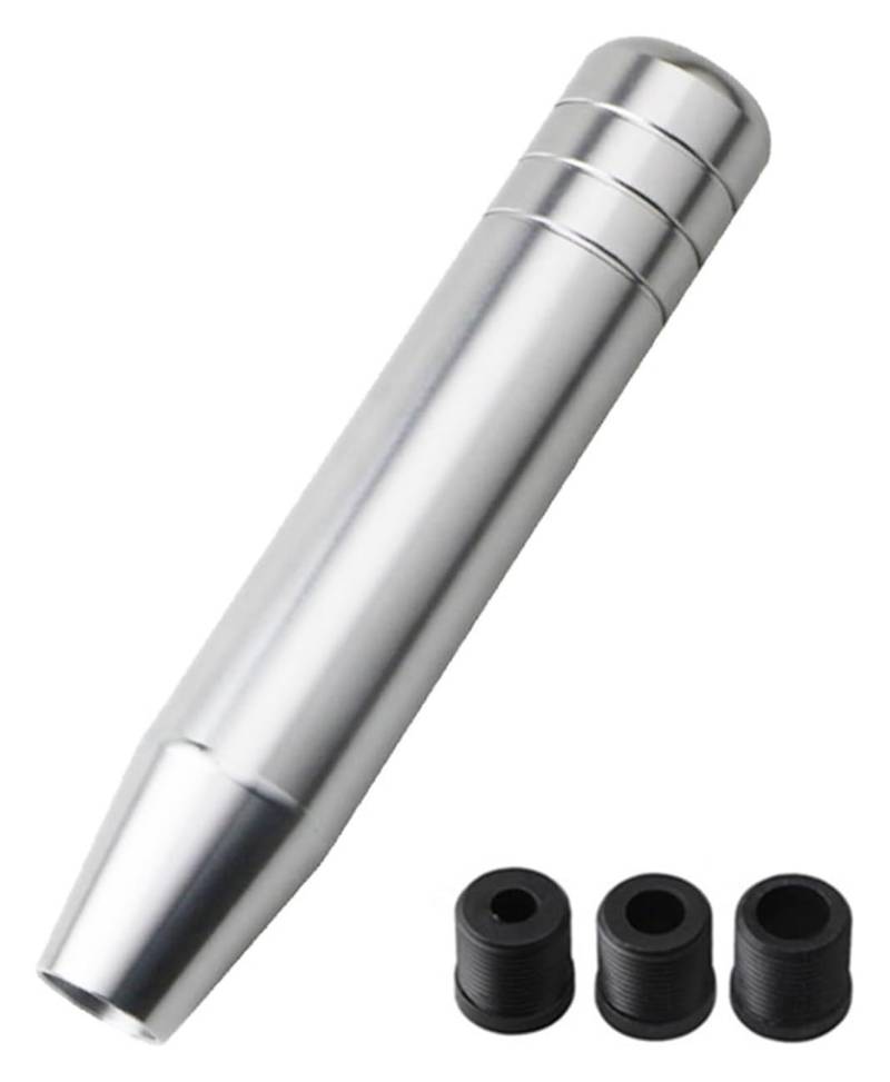 Universal Auto 13cm 18cm Länge Manuelle Schaltknauf Racing Auto Shift Schaltknauf Mit 3 Adapter Stick Shifter Handball Schaltknauf Kopf(18cm Silver) von BGHGCVAOK