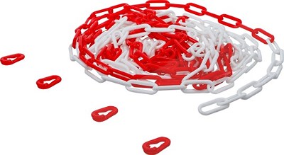 Bgs Do It Yourself Absperrkette - rot / weiß - 4 Karabiner - Kunststoff - 7,5 m [Hersteller-Nr. 80816] von BGS Do it yourself