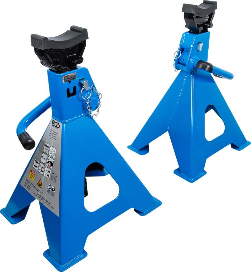 BGS 3016 | Unterstellböcke | Traglast 6000 kg / Paar | Hub 382 - 600 mm | 1 Paar | verstellbar | inkl. Gummiauflage, blau von BGS technic