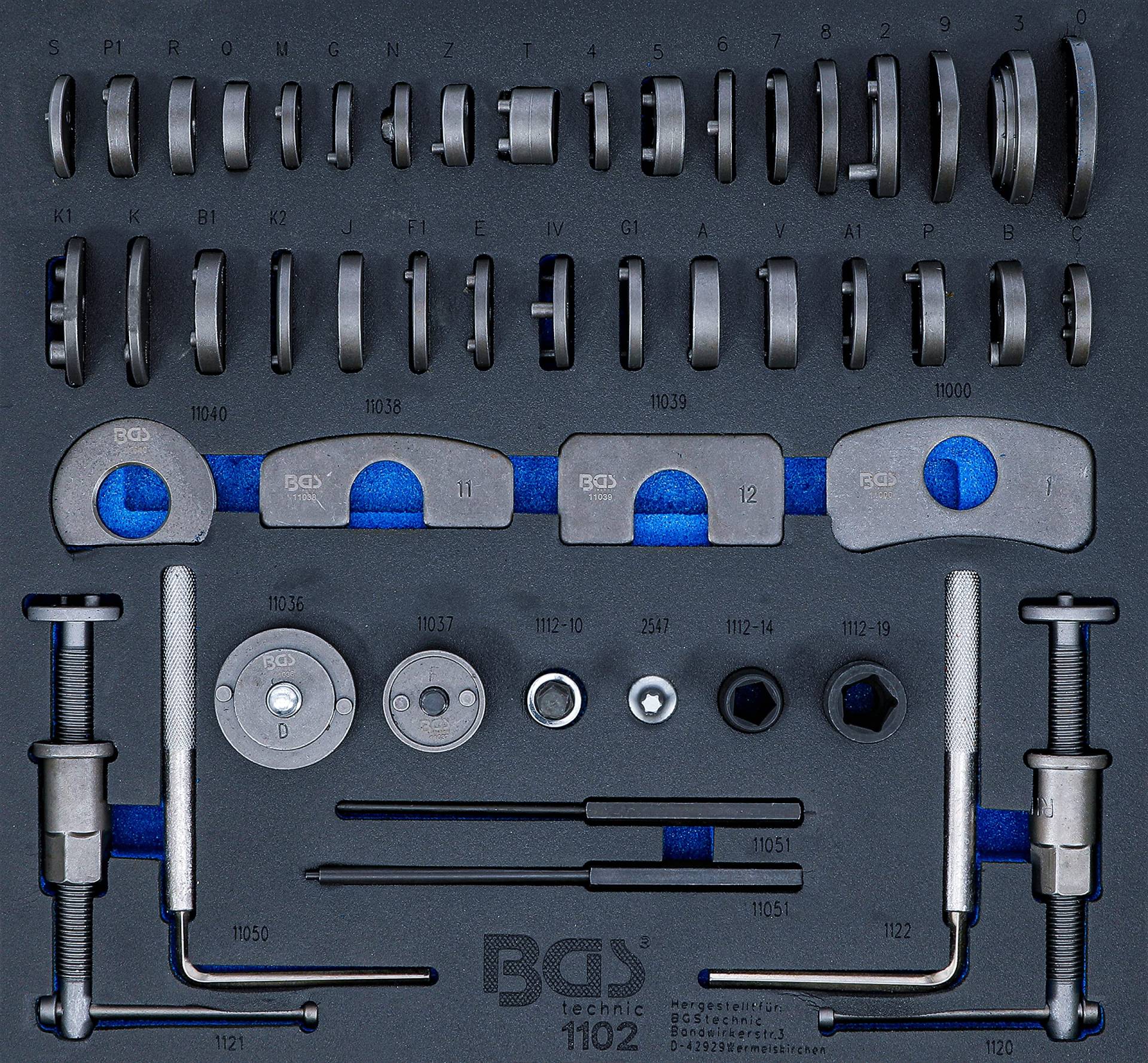 BGS 1102 | Werkstattwageneinlage 2/3: Bremskolben-Rückstell-Satz | 50-tlg. von BGS