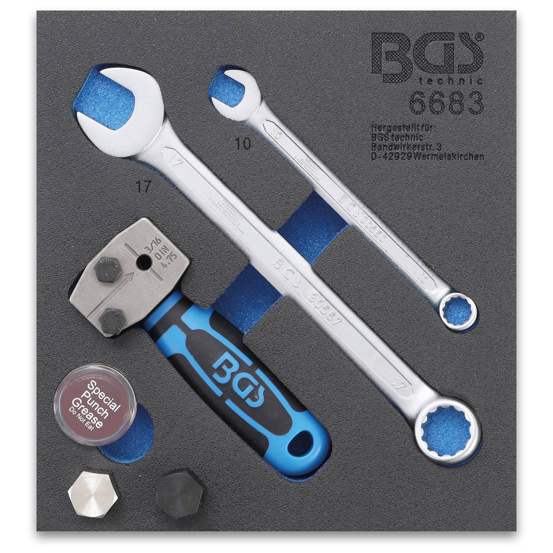 BGS 6683 | Werkstattwageneinlage 1/6: Bördelgerät | DIN 4,75 mm (3/16") | für Bremsleitungen | Bördelungen von BGS