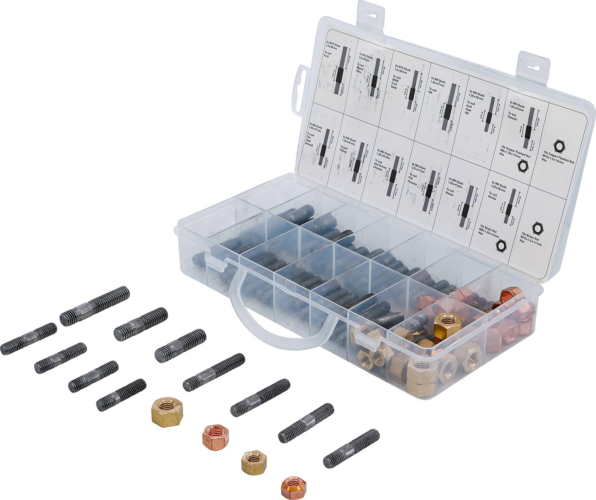 BGS 74293 | Ansaug- / Auspuffkrümmer-Stehbolzen- und Muttern-Sortiment | 100-tlg. BGS 74293 | Ansaug- / Auspuffkrümmer-Stehbolzen- und Muttern-Sortiment | 100-tlg. von BGS