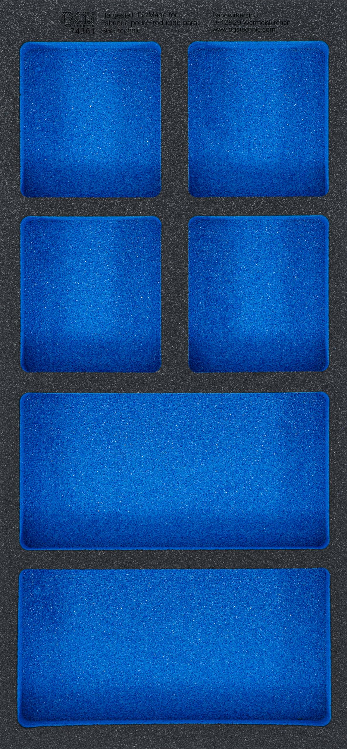 BGS 74361 | Werkstattwageneinlage 1/3, leer: 6 Ablagefächer | 408 x 189 x 32 mm, Blau von BGS