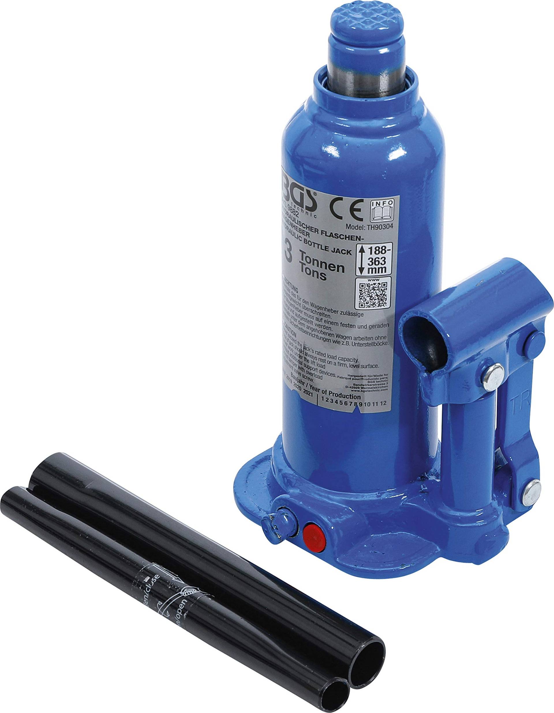 BGS 9882 | Hydraulischer Flaschen-Wagenheber | 3 t | Stempelwagenheber / Kompakt-Wagenheber, blau BGS 9882 | Hydraulischer Flaschen-Wagenheber | 3 t | Stempelwagenheber / Kompakt-Wagenheber, blau von BGS