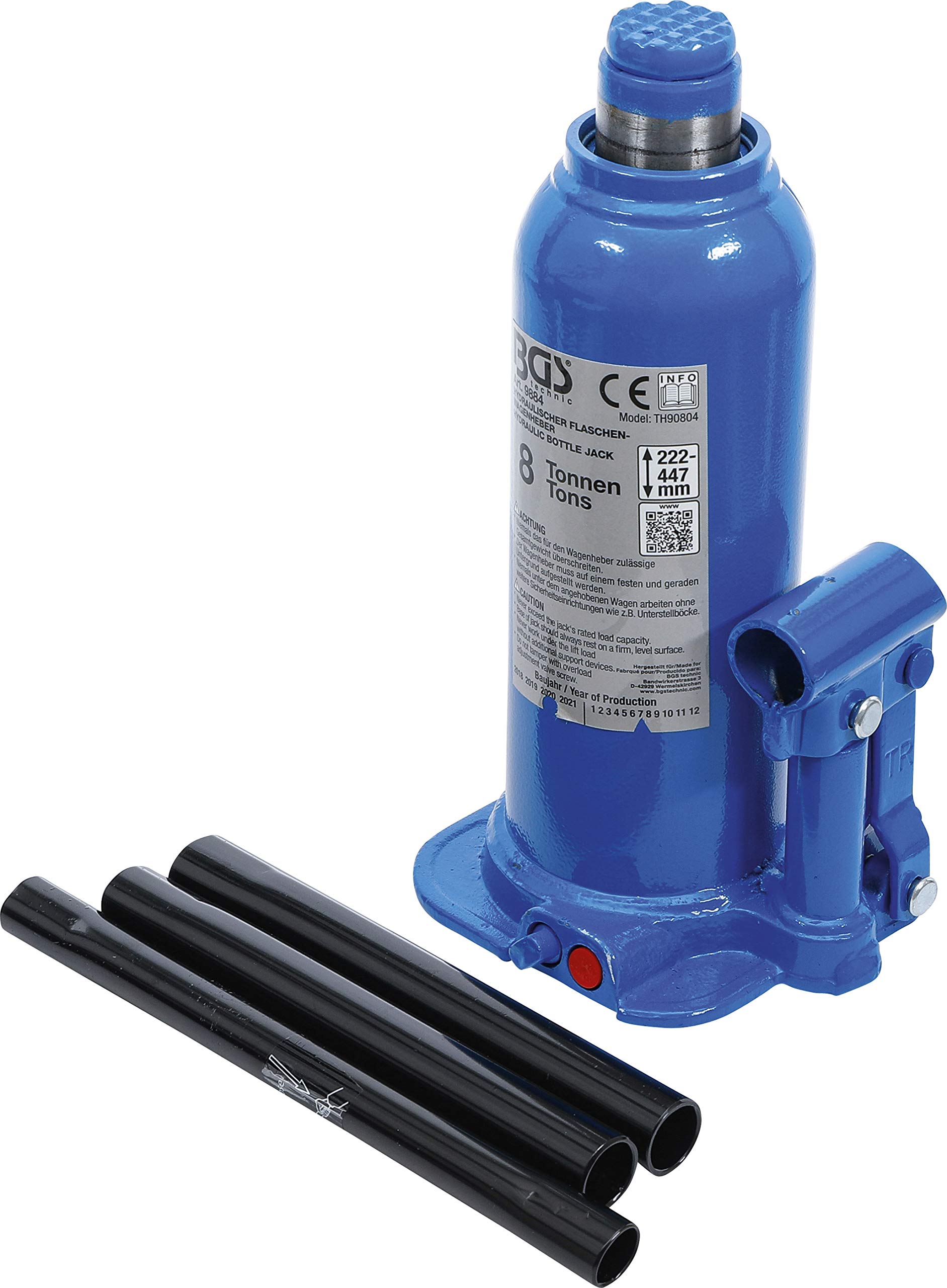 BGS 9884 | Hydraulischer Flaschen-Wagenheber | 8 t | Stempelwagenheber / Kompakt-Wagenheber, blau BGS 9884 | Hydraulischer Flaschen-Wagenheber | 8 t | Stempelwagenheber / Kompakt-Wagenheber, blau von BGS
