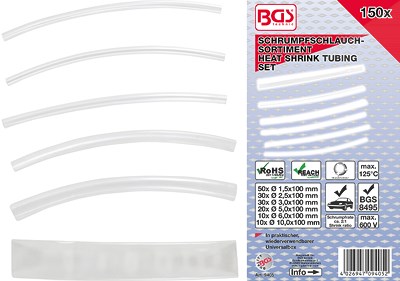 Schrumpfschlauch-Sortiment - transparent - 150-tlg. 9405 von BGS