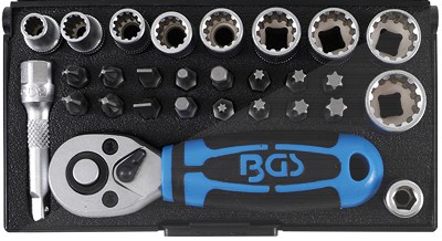 Bgs Steckschlüssel-Satz - Antrieb 6,3 mm (1/4) - 28-tlg. [Hersteller-Nr. 2143] von BGS