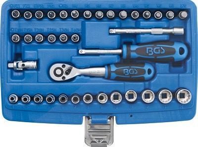 Bgs Steckschlüssel-Satz Gear Lock - Antrieb 6,3 mm (1/4) - 39-tlg. [Hersteller-Nr. 2151] von BGS