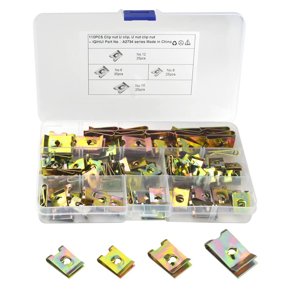 BGTXINGI 110pcs U Clips Sortiment Kit Auto U Typ Metall Clip Mutter Befestiger für Automotive Reparatur Dash Türverkleidung Innenraum Ersatz BGTXINGI 110pcs U Clips Sortiment Kit Auto U Typ Metall Clip Mutter Befestiger für Automotive Reparatur Dash Türverkleidung Innenraum Ersatz von BGTXINGI