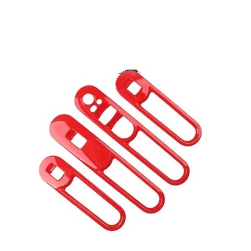 Mittelkonsolen-Abdeckung Für Mini Für Countryman F60 2017-2023 4 STÜCKE Autofensterheber-Panel Dekorative Schalen Auto-Innendekorationszubehör Armaturenbrett-Abdeckung(Chili Red) von BHGMGEBLV