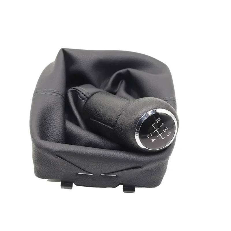 Universal Fahrzeug Schaltknauf Für VW Für Polo 9N 9N2 2002 2003 2004-2009 5-Gang-Schalthebel Aus Schwarzem Leder Mit Staubdichter Abdeckung Manuell Schaltgetriebe(Set Black) von BHGMGEBLV