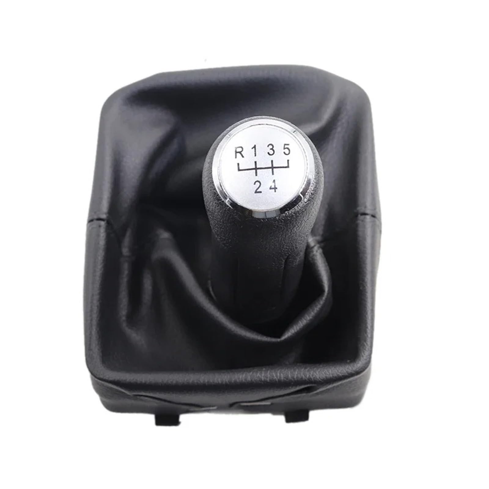 Universal Fahrzeug Schaltknauf Für VW Für Polo 9N 9N2 2002 2003 2004-2009 5-Gang-Schalthebel Aus Schwarzem Leder Mit Staubdichter Abdeckung Manuell Schaltgetriebe(Set Silver) von BHGMGEBLV