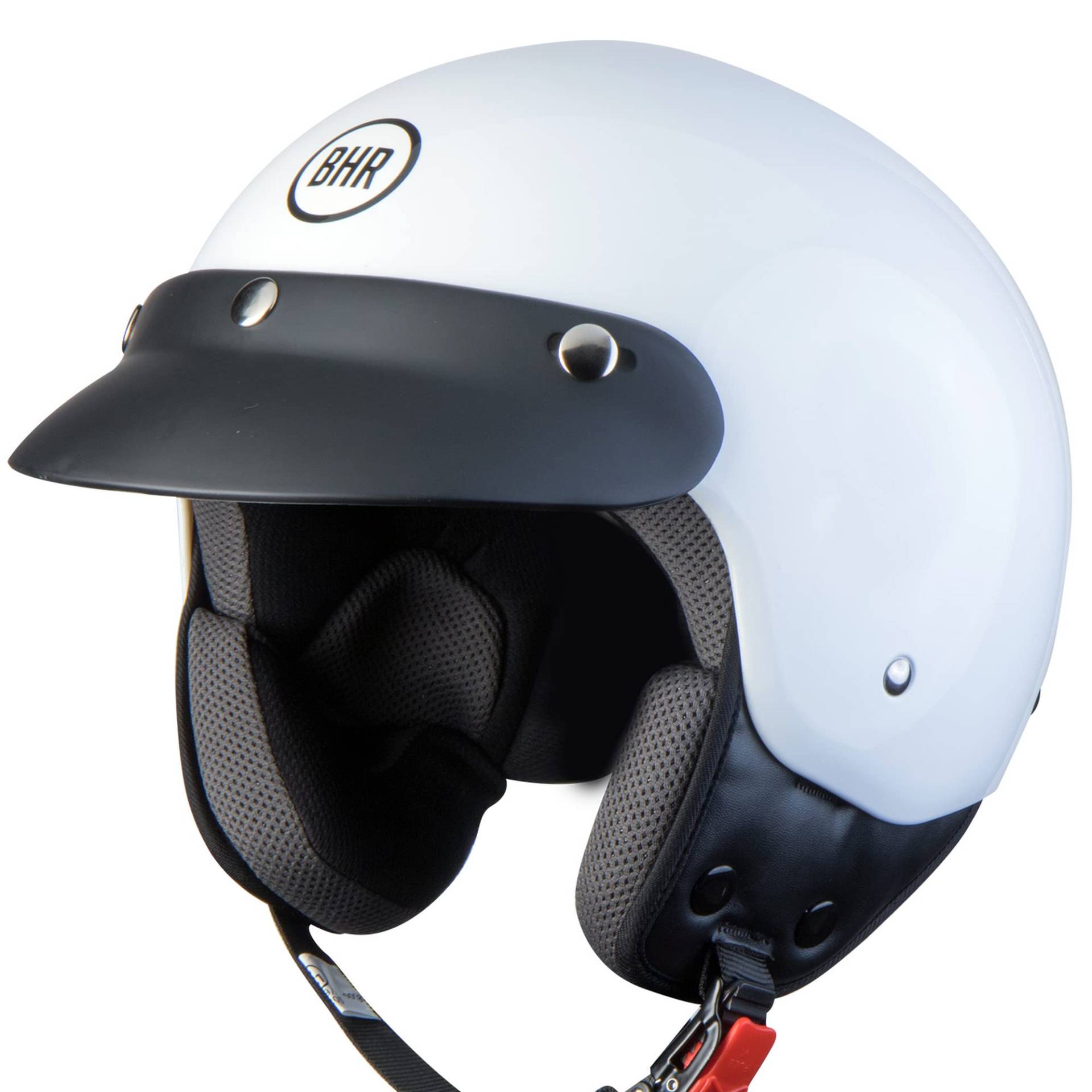 BHR Demi-Jet Helm 803 SIMPLY, Praktischer Rollerhelm mit ECE-Zulassung, Motorrad-Jet-Helm mit abnehmbarem Gesichtspolster, WEISS, M von BHR