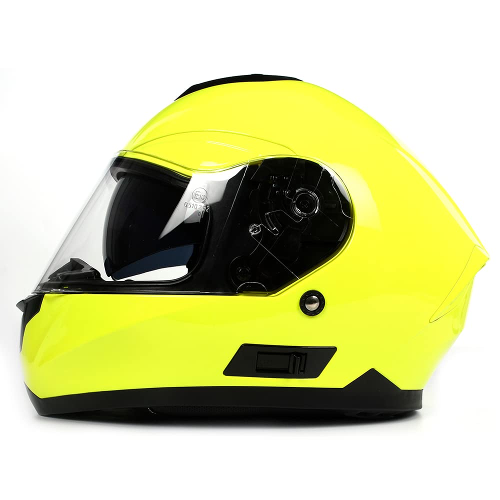 BHR Full Face Motorradhelm mit Doppelvisier 814 RIDE | Full Face Motorradhelm ECE Type Approved mit kratzfestem Doppelvisier | Damen/Herren-Motorradhelm | FLUO GELB | L von BHR