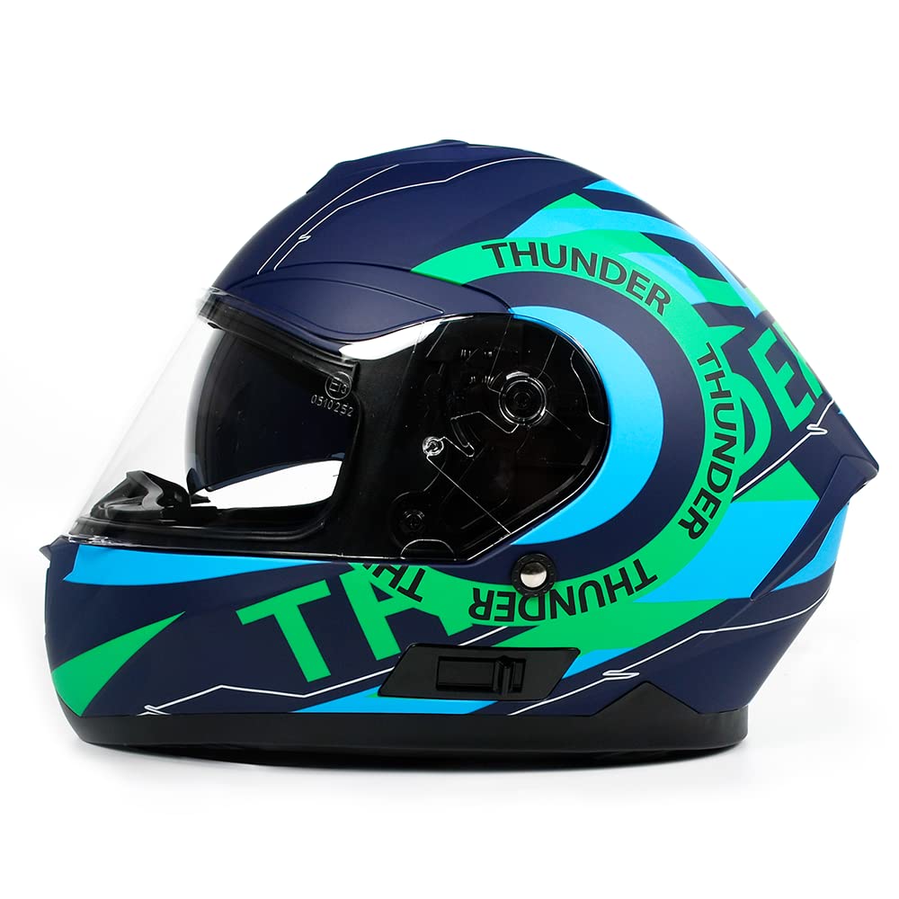 BHR Full Face Motorradhelm mit Doppelvisier 814 RIDE | Full Face Motorradhelm ECE Type Approved mit kratzfestem Doppelvisier | Damen/Herren-Motorradhelm | THUNDER BLUE (MATT) | L von BHR