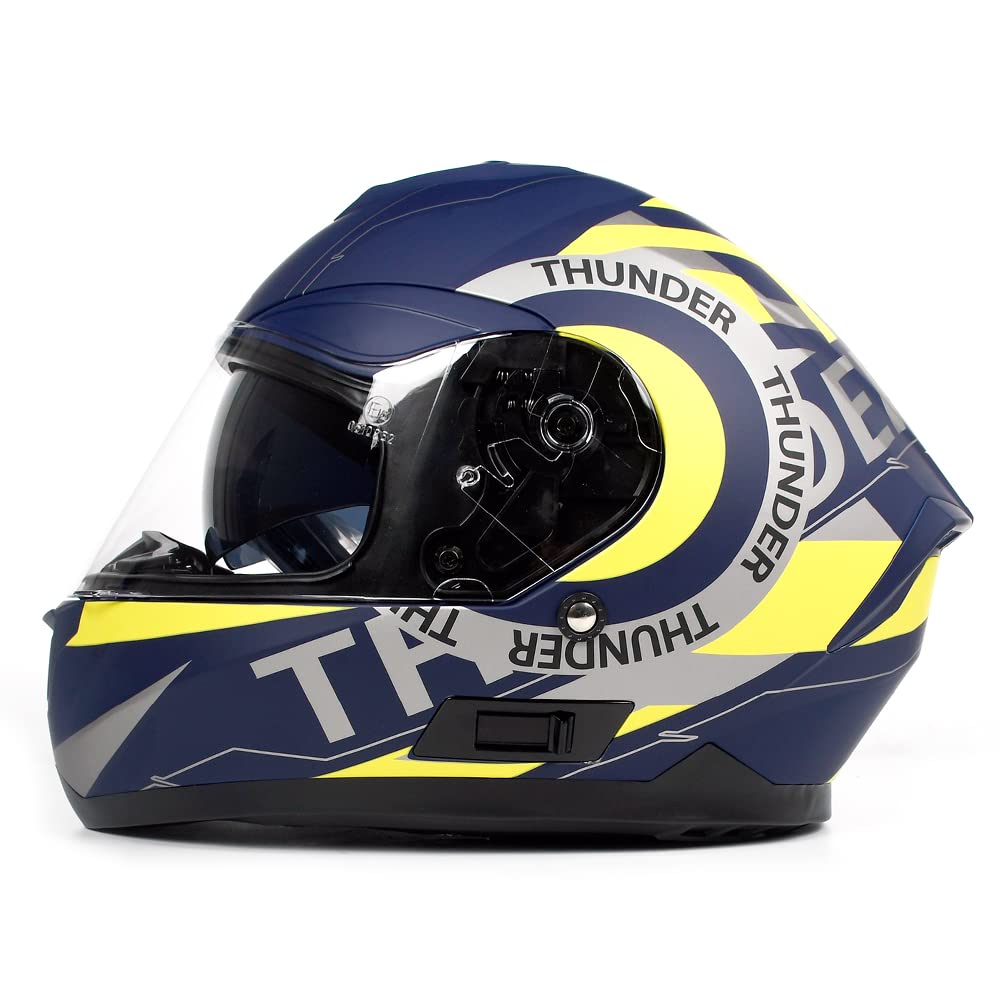 BHR Full Face Motorradhelm mit Doppelvisier 814 RIDE | Full Face Motorradhelm ECE Type Approved mit kratzfestem Doppelvisier | Damen/Herren-Motorradhelm | THUNDER YELLOW (MATT) | XL von BHR