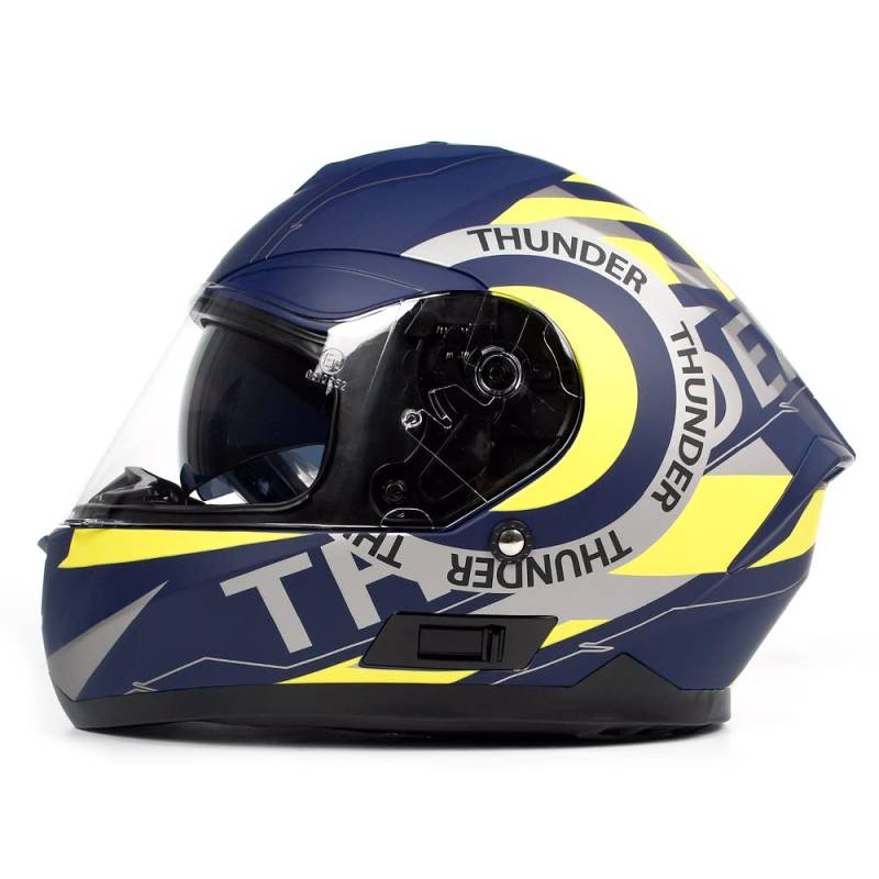 BHR Full Face Motorradhelm mit Doppelvisier 814 RIDE | Full Face Motorradhelm ECE Type Approved mit kratzfestem Doppelvisier | Damen/Herren-Motorradhelm | THUNDER YELLOW (MATT) | XL von BHR