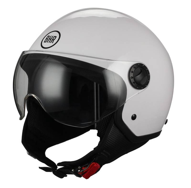 BHR Helm Demi-Jet 801 ONE| Scooter-Helm ECE-geprüft | Motorradhelm mit kratzfestem Visier |WEISS | L von BHR