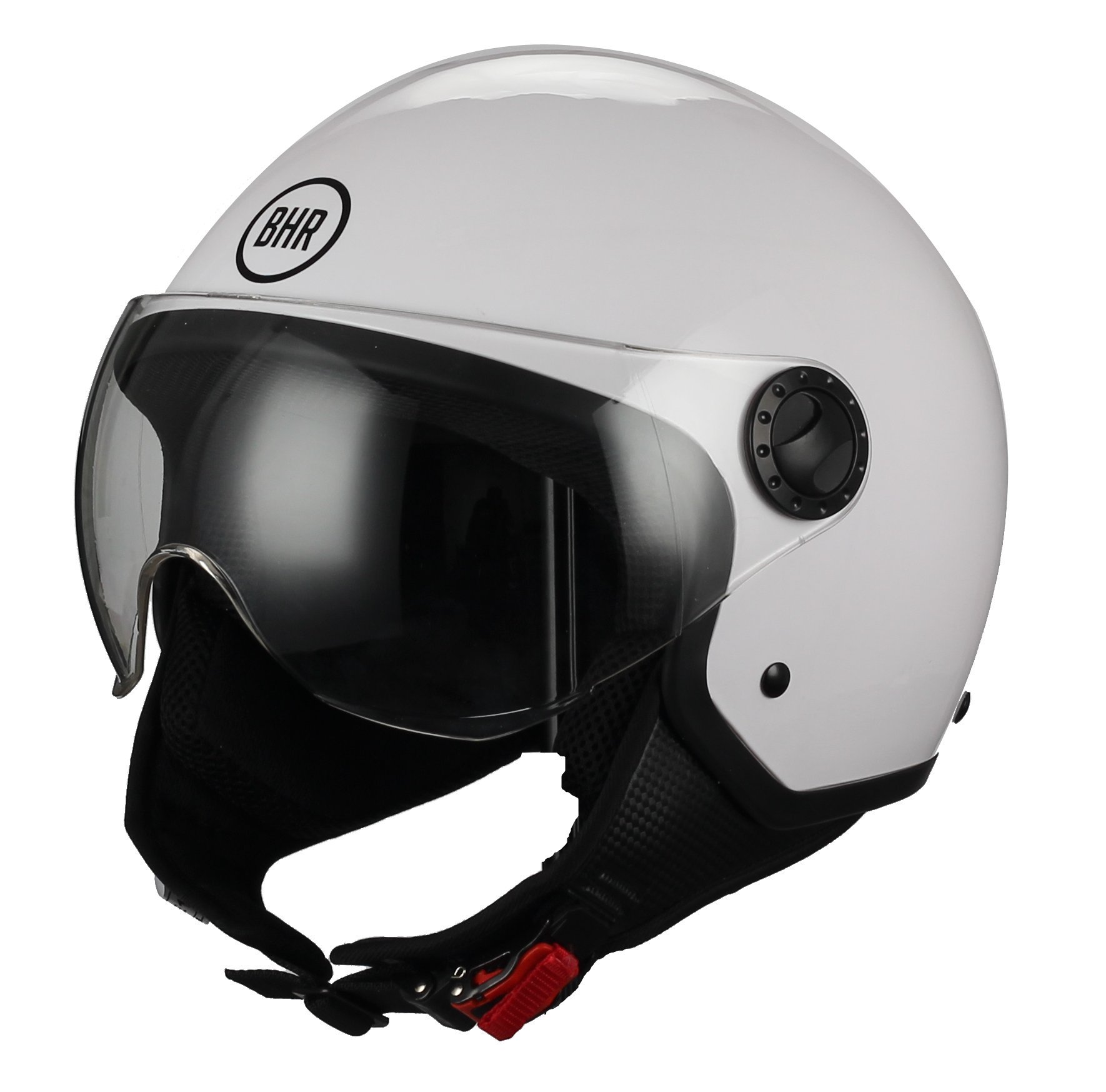 BHR Helm Demi-Jet 801 ONE| Scooter-Helm ECE-geprüft | Motorradhelm mit kratzfestem Visier |WEISS | XL von BHR