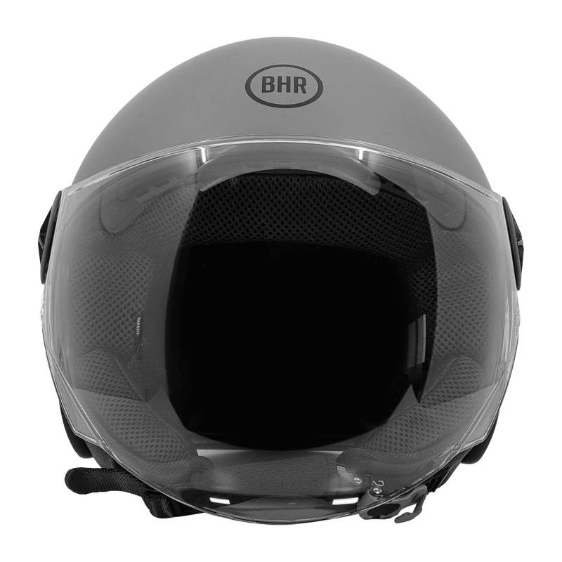 BHR Helm Demi-Jet 832 MINIMAL, Scooter Helm Zulassung ECE 22.06 Leicht und kompakt, ideal für die Stadt und unter der Sitzbank, Mattgrau, L von BHR