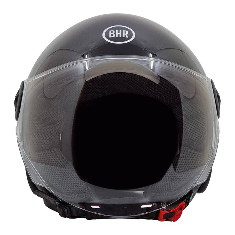 BHR Helm Demi-Jet 832 MINIMAL, Scooter Helm Zulassung ECE 22.06 Leicht und kompakt, ideal für die Stadt und unter der Sitzbank, Metallisch schwarz, S von BHR