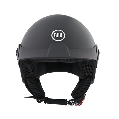 BHR Helm Demi-Jet 833 PEAK, leichter und kompakter Scooter-Helm mit ECE 22.06-Zulassung, reduziertem Gewicht und Abmessungen sowie minimalem Design, Mattschwarz, XL von BHR