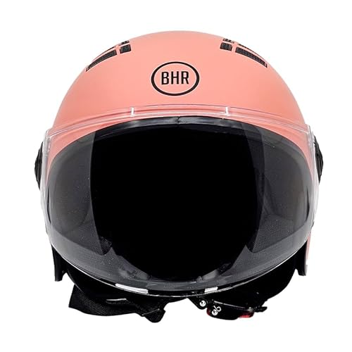 BHR Helm Demi-Jet 834 FLOW - Sommer-Rollerhelm Homologiert ECE 22.06 mit 16 Belüftungslöchern - Vespa-Helm mit Kratzfestem Visier und Mikrometrischer Auslösung - Matt Koralle M von BHR