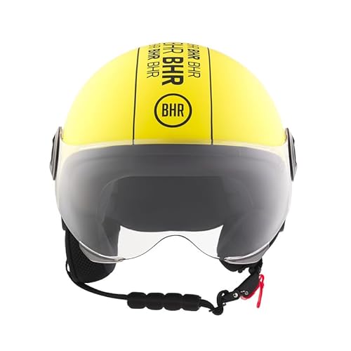 BHR Helm Demi-Jet 835 Special - Rollerhelm ECE 22.06 Zugelassenmit Anti-Kratz-Visier, Mikrometrischer Auslösung und Abnehmbare Wangenpolster - Cool Yellow S von BHR