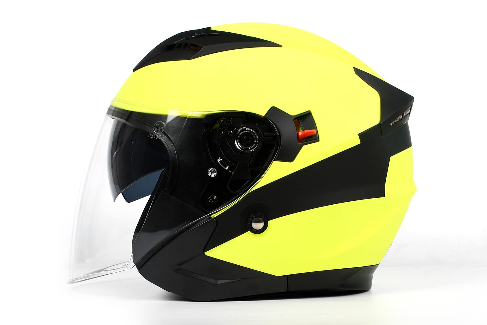 BHR Helm Jet Doppelvisier 809 DOUBLE | Helm Scooter ECE geprüft | Helm Moto Jet mit Doppelvisier Anti-Kratz, 4 Belüftungspunkte & mikrometrischer Verschluss | COOL LINE GELB | M von BHR