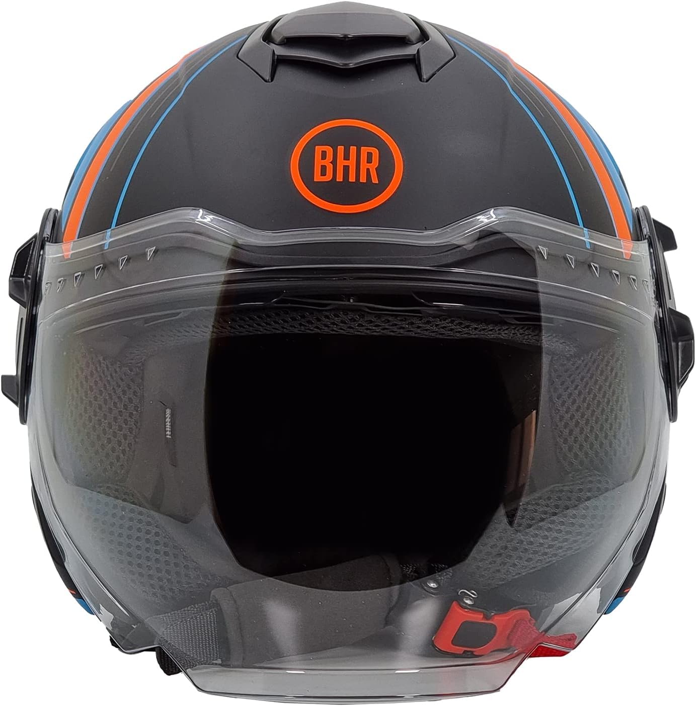BHR Jet Helm Double Visor 830 Flash, Scooter Helm mit ECE 22.06 Zulassung, Leichter & komfortabler Jet Helm mit innenliegender Sonnenblende, Cool Black (Matt), L von BHR