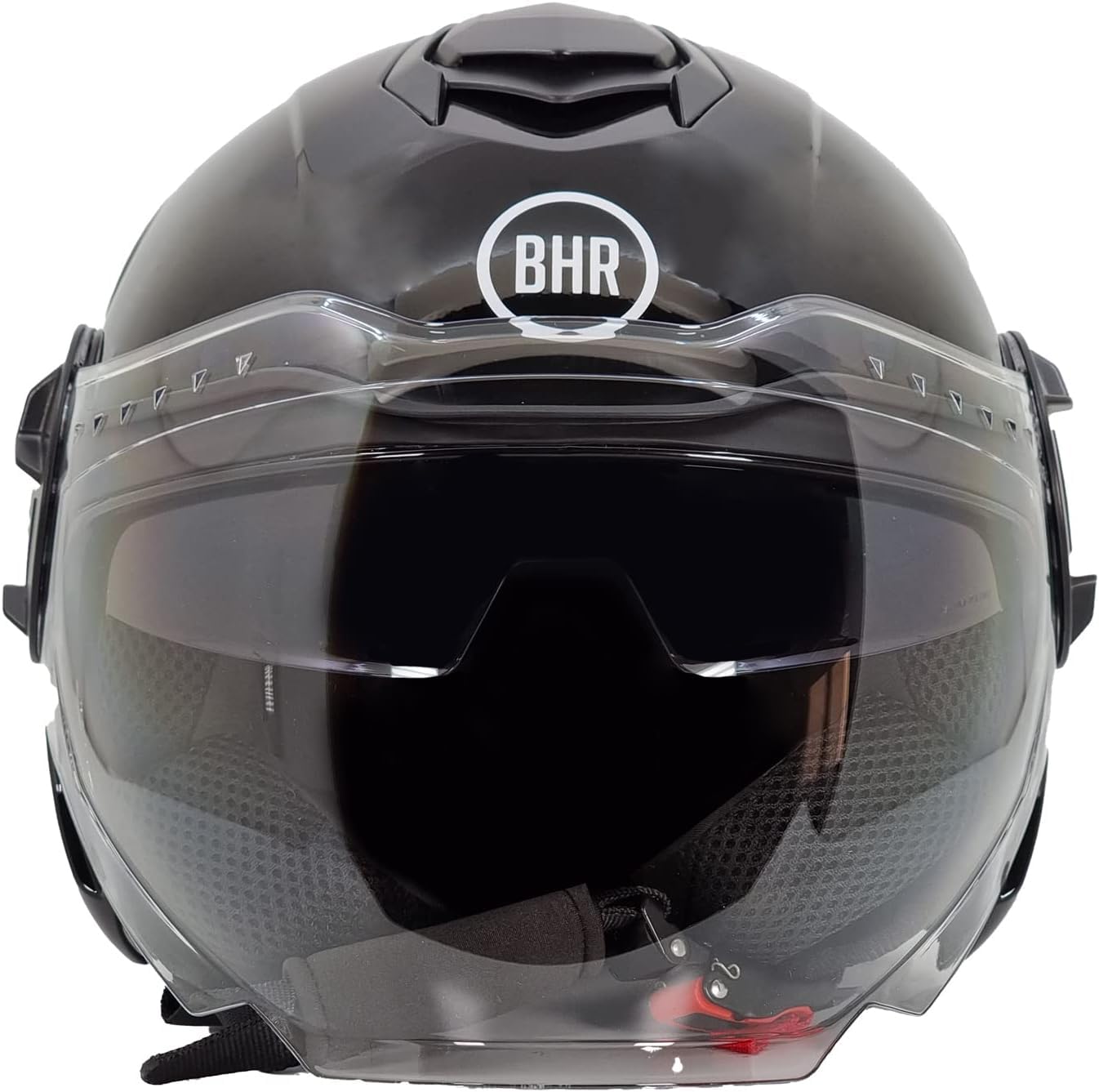 BHR Jet Helm Double Visor 830 FLASH, Scooter Helm mit ECE 22.06 Zulassung, Leichter & komfortabler Jet Helm mit innenliegender Sonnenblende, Metallisch schwarz, L von BHR
