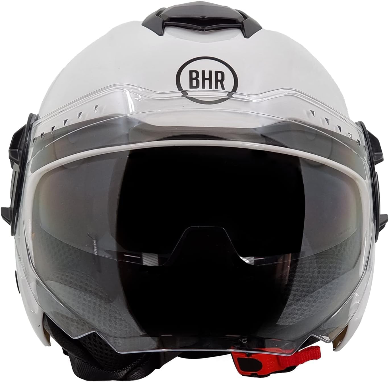 BHR Jet Helm Double Visor 830 FLASH, Scooter Helm mit ECE 22.06 Zulassung, Leichter & komfortabler Jet Helm mit innenliegender Sonnenblende, Weiß, L von BHR